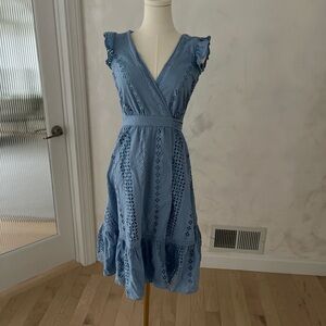 J. Crew Light Blue Eyelet Midi Dress